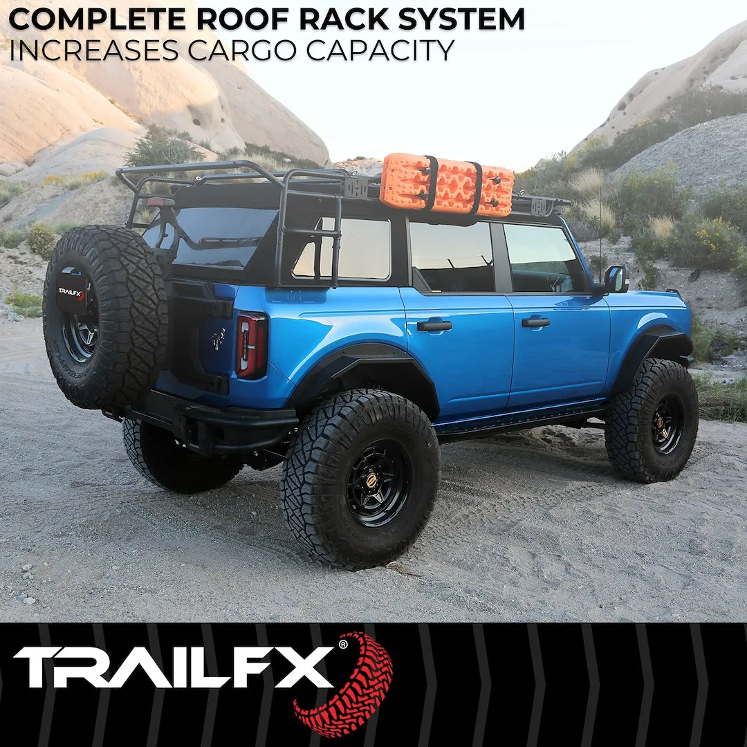 BR015T – TRAILFX Roof Rack, Direct Fit Steel 300 Pound Dynamic Capacity 600 Pound Static Capacity Bolt-On Mount Textu...